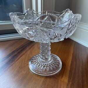 Vintage Mckee Sunbeam EPAG Pressed Glass Large Compote Bowl